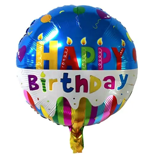 Happy Birthday Luftballons - Geniale Geschenkidee Deko für Geburtstage oder Partys Ballon Helium Folienballon klein mit für Kinder Dekoration Partydeko JGA Geschenkidee - Kerzen bunt blau weiß