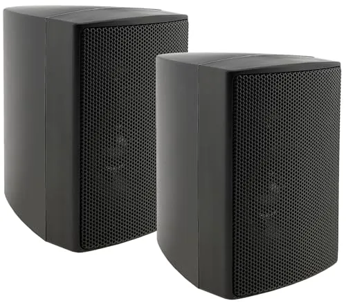 ChiliTec 2-Wege Lautsprecher Schwarz - Paar für HiFi Stereoanlage - Regal-Lautsprecher für Heimkino mit klarem Klang und 60Watt Musikleistung. Ideal für Wandmontage, robustes Gehäuse und stabile Klemm-Terminals.