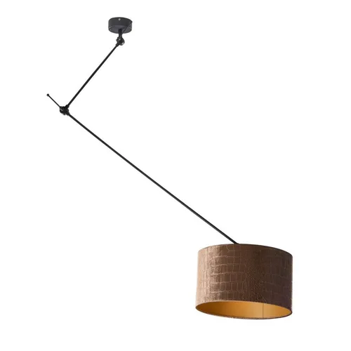 Qazqa Pendelleuchte Blitz Shade – Klassisch Antik in Schwarz, E27 - Elegante Pendelleuchte für den Innenbereich, flexibel höhenverstellbar und aus robustem Stahl gefertigt. Ideal für stilvolle Akzente in jedem Raum.