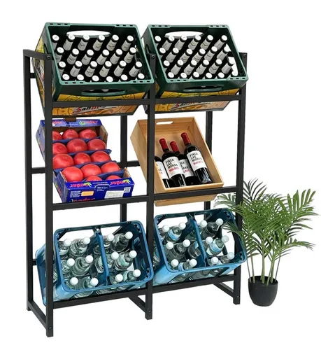 DanDiBo Getränkekistenregal 6 Kisten Schwarz Metall - Regal für 6 Getränkekisten aus robustem Metall, platzsparend und mit ansprechendem Design, ideal für eine ordentliche Raumnutzung.