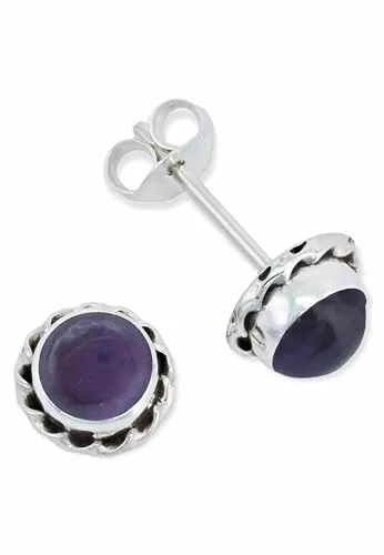 Ohrstecker 925 Silber Amethyst lila Stein Edelstein Ohrringe echt Silber Damen Sterling Silber Stecker Geschenk(MOS-024-01)