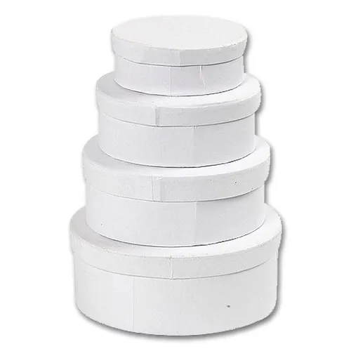  Schachteln aus weißem Karton, oval 4er Set groß 1,24€/Stück