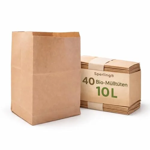 Biomüllbeutel 10L I 40Stk Bio Müllbeutel plastikfrei I Bio Papiermülltüten nass & reißfest I Kompostierbare Müllbeutel I Papier Biomüllbeutel I Papierbeutel Biotonne I Bio-Kompostbeutel