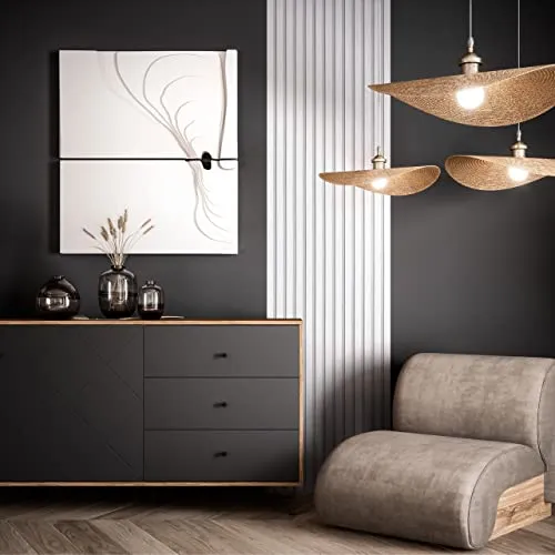 Newroom Tapeten Paneel Vliestapete - 2,5 x 0,53m Paneel - Weiß Holz Holztapete Skandi Natur 3D Lamellen Holzwand Modern Lamellenwand Naturholz