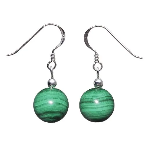 Ohrringe Ohrhänger aus echtem Malachit grün & 925 Silber Ohrschmuck Damen