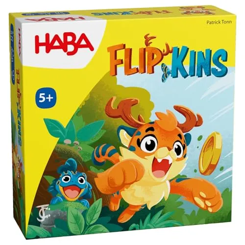 HABA Flipkins – Spannendes Reaktionsspiel für die ganze Familie – Mit 4 Holzmünzen zum Flippen – Ab 5 Jahren – 2012193001