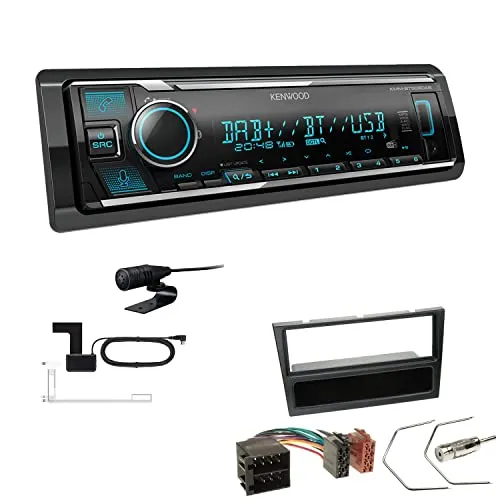 Kenwood KMM-BT508DAB 1-DIN Digital Media Receiver Autoradio DAB+ Bluetooth Amazon Alexa Einbauset passend für Opel Omega B Facelift 1999-2003 schwarz