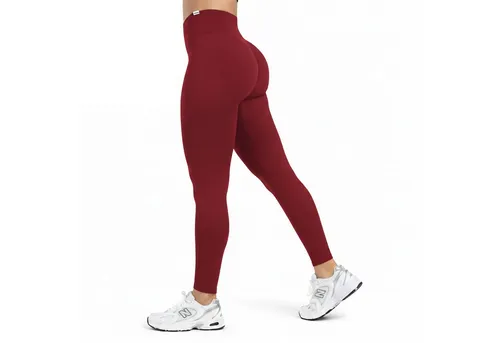 Smilodox Leggings Myrah Scrunch – Hochwertige Sporthose für aktives Training - Nahtlose High Waist V-Shape Yoga Hose in Bordeaux, bietet optimalen Tragekomfort und eine perfekte Passform für jedes Workout.