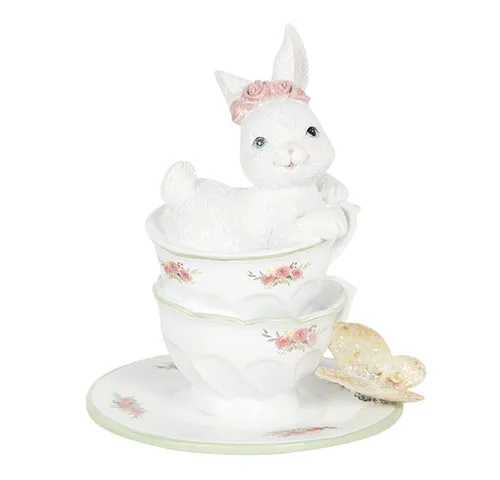Dekoration Kaninchen in Tasse in weiß von Clayre & Eef