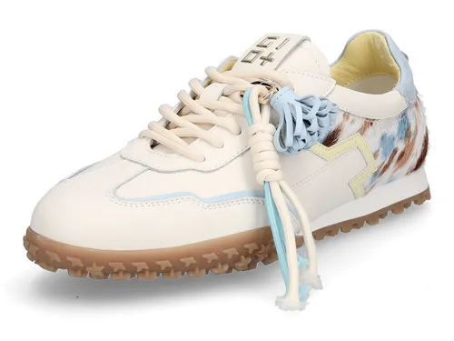 Gio+ Damen Sneaker Weiß Combi – Elegante Sneakers für Damen - Moderne Gio+ Damen Sneaker aus Glattleder und Hair-On Leder, mit hochwertigem Lederfutter und praktischem Wechselfußbett. Ideal für stilvolle Outfits.