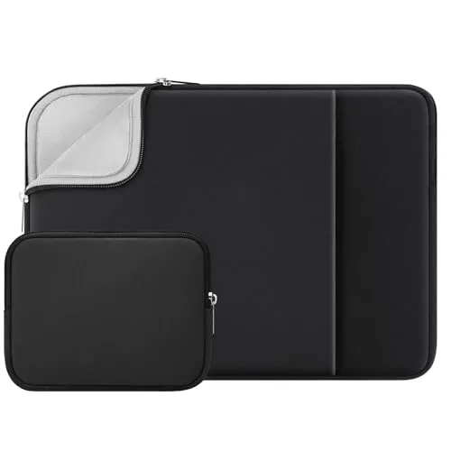 RAINYEAR 15,6 Zoll Laptop Hülle Tasche weiches Flauschiges Futter Cover Tragetasche mit Fronttasche & Zubehörtasche, kompatibel mit 15,6 Zoll Notebook Computer Chromebook(Schwarz)