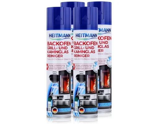 HEITMANN Heitmann Backofen-Grill und Kaminglas Reiniger 400ml - Löst Schmutz (4 Spezialwaschmittel