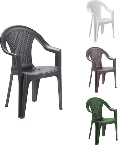 Stapelstuhl Ischia in Anthrazit – Kunststoff Gartenstuhl mit Rattan-Optik