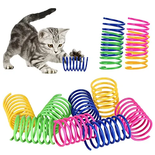 Delamiya Cat Spring Spielzeug, 100 Stück Katzespielzeug, Buntes kreatives Kunststoff Spiralfedern Spirale, Spiralfedern für Katzen, Interaktives Spielzeug der Katze, Neuheit Spielzeug zum Beißen Jagen
