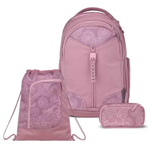Satch Match Schulrucksack Set 3tlg. (Magnolia Dream) mit Schlamperbox und Sportbeutel