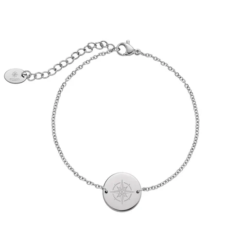 Kistanio Damen Armband mit Gravur Edelstahl mit rundem Coin Anhänger KIS-BRA-KIS
