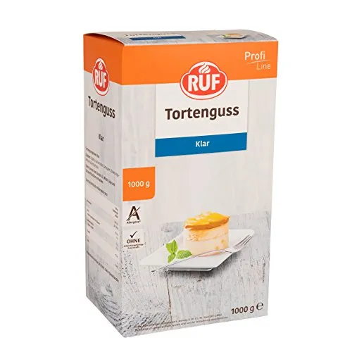 RUF Tortenguss klar ohne Gelatine für Obstböden, Torten, Tartelette, Erdbeerkuchen, schnelle Zubereitung, Großpackung, 1x1000g