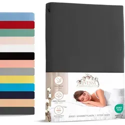livessa Spannbettlaken weicher Jersey aus 100% Baumwolle Bettlaken in Größe 90x200, 140x200, Gummizug: Rundumgummizug, 180x200 Laken, Spannbettlaken für Matratzenhöhe bis zu 30 cm schwarz 160 cm x 200 cm