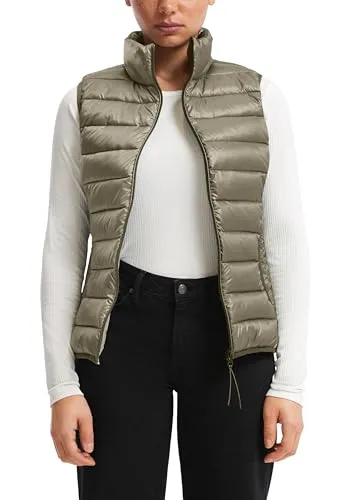 QS Leicht wattierte Steppweste für Damen - Ärmellose, halblange Steppweste mit leichtem Taftfutter und Stehkragen. Ideal für den Alltag, bietet sie Komfort und Stil in einer regulären Passform.