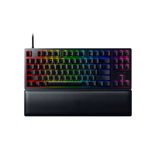 Razer Huntsman V2 Tenkeyless (Purple Switch) - Optische Gaming-Tastatur mit klickenden Switches, Doubleshot PBT-Tastenkappen und ergonomischer Handballenauflage für ultimativen Komfort