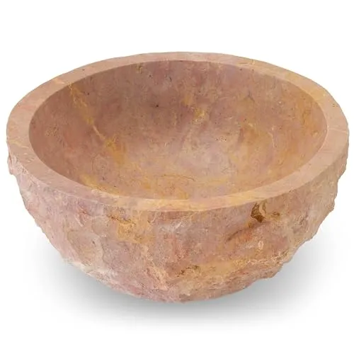 Divero Handwaschbecken Aufsatzwaschbecken Naturstein (rosé marmoriert)