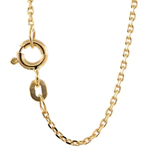Ankerkette diamantiert Breite 1,3mm - 585-14 Karat Gold, Kettenlänge:50 cm Unisex