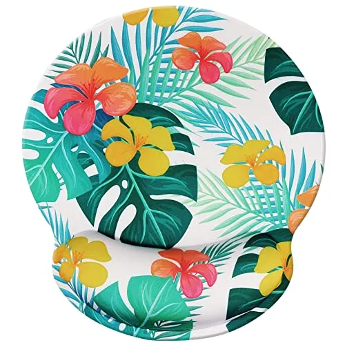 Mauspad mit Handgelenkstütze,Jahosin Pure Black Ergonomische Handgelenkauflage,bequemes Memory Foam Anti-Rutsch-Handgelenkpolster für Computer und Büro 25x23 Huafloral