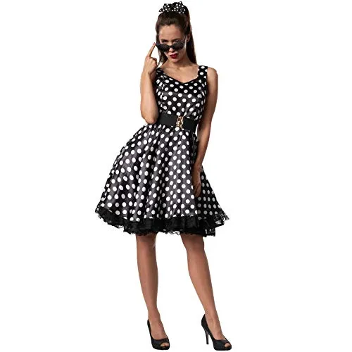 tectake® Frauenkostüm Rockabilly Lady - Kostüme für Mottopartys, verkörpert Vintage-Eleganz und rockige Retro-Vibes der 50er Jahre – perfekt für Karneval und Rock’n’Roll-Events!