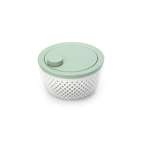 Brabantia TASTY+ Salatschleuder mit Servierschüssel und Sieb - Multifunktionale Salatschleuder in Jade Green, ideal zum Waschen, Trocknen und Servieren von Salat und Beeren. Mit rutschfestem Standfuß, langlebigem, recycelbarem Kunststoff und 5 Jahren Garantie.