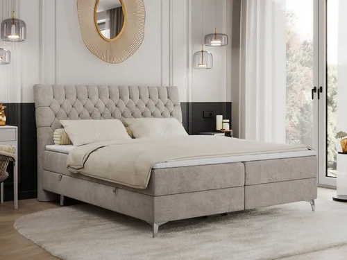 MKS MEBLE Boxspringbett Milen 140x200 cm mit Bettkästen - Erleben Sie premium Schlafkomfort mit 7-Zonen-Taschenfederkernmatratze und inklusive Topper für optimale Anpassung. Praktische Doppelbettkästen bieten viel Stauraum für Ihr Schlafzimmer. Robuste Materialien garantieren Langlebigkeit und Pflegeleichtigkeit.