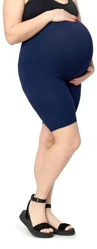 Merry Style Große Größen Damen Kurze Umstandsleggings aus Viskose MS10-462 (Marineblau, 4XL)