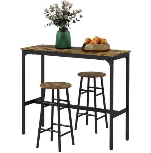 3-teiliges Bartisch Set mit 2 Hockern – Elegantes Küchentisch-Set