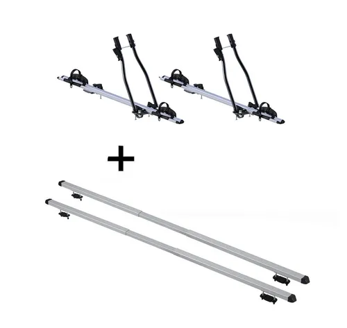 VDP Dachträger Set für Skoda Fabia III Kombi (NJ) - Dachgepäckträger Set mit 2x Fahrradträger SAGITTAR und Dachträger RAPID, ideal für den sicheren Transport von Fahrrädern bis 15 kg auf dem Dach Ihres Skoda Fabia III Kombi (NJ) ab 15. Einfache Montage und hochwertige Materialien.
