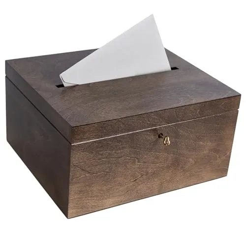 Creative Deco Braune Holzkiste mit Deckel für Hochzeitskarten | 29x25x15 cm - Praktische Aufbewahrungsbox für Hochzeitskarten und Geschenkbänder. Aus leichtem, zertifiziertem Birkenholz gefertigt, ideal für kreative Dekoration. Perfekt für Ihre unvergesslichen Erinnerungen.