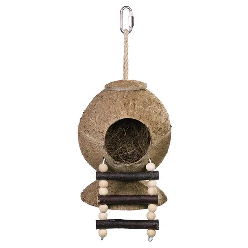 Nobby Kokosnuss-Haus mit Leiter 31 x 11,5 cm - Ideales Vogelspielzeug, fördert die Beschäftigung und das Wohlbefinden Ihrer Vögel