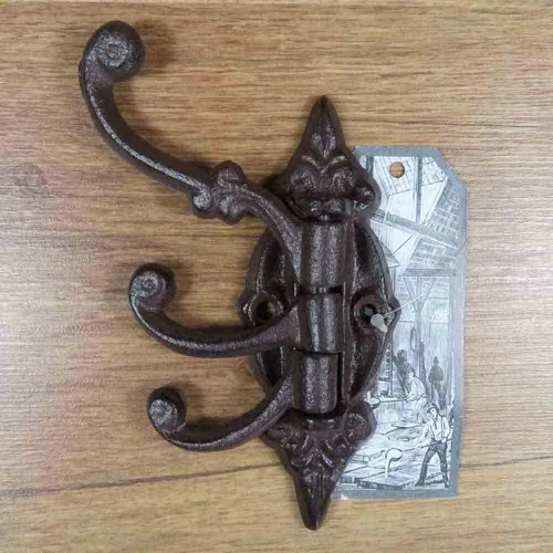 Esschert Design Wandhaken, Gaderobenhaken, schwenkbar in rostbraun, ca. 5,7 cm x 9,3 cm x 14 cm