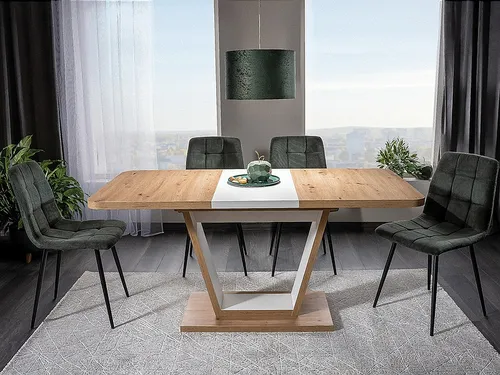 Design Esstisch GS-777 Eiche Artisan - Weiß matt ausziehbar 120-160cm - Moderner Esstisch aus Eiche Artisan, ausziehbar von 120 auf 160 cm - perfekt für gesellige Runden im Esszimmer.
