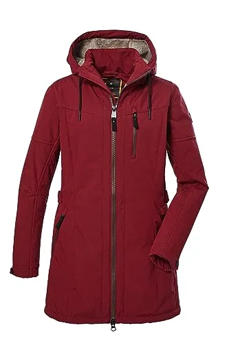 G.I.G.A. DX Damen Softshellparka mit abzippbarer Kapuze - Wetterfester Softshellparka in tiefrot, atmungsaktiv und winddicht. Ideal für Outdoor-Aktivitäten, mit kuscheligem Teddyfell-Futter und praktischem 2-Wege-Reißverschluss.