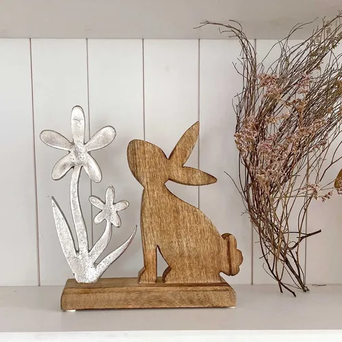 Osterhase Deko Aufstellen Figur Hase - Holz-Deko zum Hinstellen für Ostern