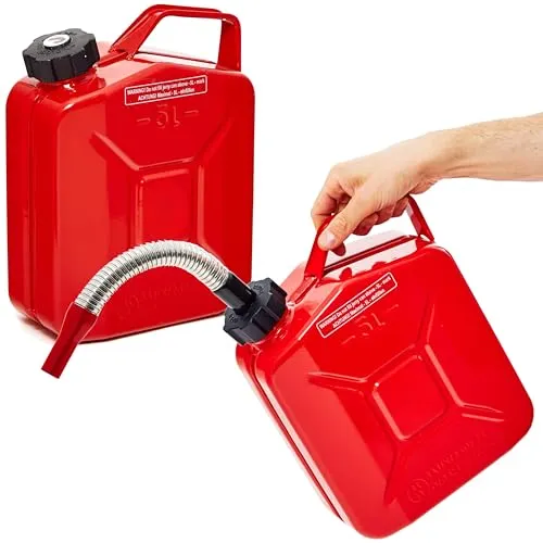 BW Benzinkanister Metall 5 L mit Ausgießer – TÜV-geprüft und UN-zugelassen - Hochwertiger 5L Metall Benzinkanister mit praktischem Ausgießer. Ideal für sichere Aufbewahrung und Transport von Kraftstoffen. Robuste Qualität, UN-zugelassen und perfekt für den gewerblichen Einsatz.