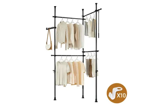 SoBuy Kleiderständer KLS03 - Teleskop Garderoben System - Drohnen: Stabiler Kleiderständer mit 4 Teleskop-Kleiderstangen für platzsparendes Aufhängen, ideal für jeden Raum.