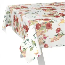 ANRO Tischdecke Mohnblumen abwaschbar Wachstuch pflegeleicht wasserabweisend (Einzelstück 1-tlg), Schmutzabweisend Zeitlos Rot Breite 140cm Gartentischdecke bunt|rot eckig | 140 cm x 100 cm