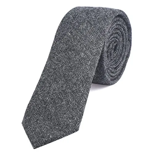 DonDon Herren Krawatte 6 cm Baumwolle schwarz-grau gepunktet