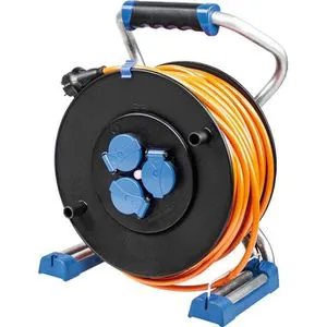 as-Schwabe Kabeltrommel 23645 Xperts, 50m für außen IP44 - Kabeltrommel für Baustellen mit 50m H07BQ-F 3G1,5 Kabel, spritzwassergeschützt (IP44) und extrem robust. Ideal für professionelle Anwendungen in der Chemieindustrie.