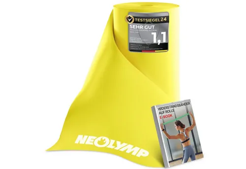 NEOLYMP Physiobänder Widerstandsbänder auf Rolle – Zuschneidbare Fitnessbänder aus TPE, Elastische Resistance Bands in 5 Stärken & 3 Längen – 15 cm breit