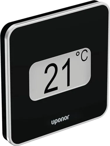 Uponor Smatrix Base Style T-149 Raumthermostat - Raumthermostat mit Feuchtefühler für Fußbodenheizung, optimiert Energieverbrauch durch Autoabgleich und bietet hohen Komfort. Farbe: schwarz, Schutzklasse IP30.