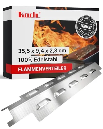 KOCH #78 Rostfreier Flammenverteiler 355 x 94 x 25mm passend Daytona EL Fuego Gasgrill - Universal Brennerabdeckung - Massiver V2A Edelstahl Stärke 1,25mm, 360g! Hochwertige Qualität Made in Germany!