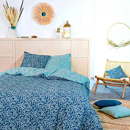 TODAY - Bettwäsche Kanpur Kerala, Bedruckt, Bohogrün, 240 x 220 cm, Baumwolle, Grün, Ethno-Stil, 57 Fäden/cm²