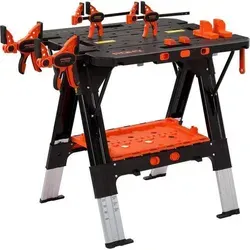 Klappbare Werkbank Sägebock - 454kg belastbar, 79x63,5cm mit Zubehör - Sonstige - Robuste klappbare Werkbank für hohe Belastungen, ideal für Handwerker und DIY-Projekte.