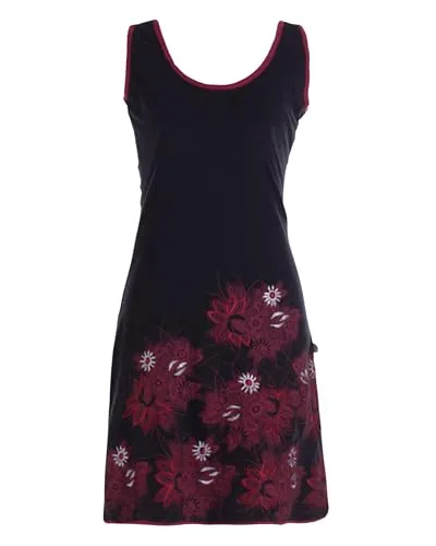 Vishes Damen Minikleid in Schwarz I Größe 2XL (44) I Handgefertigt aus 100% Baumwolle I Stylisches Sommerkleid für Freizeit & Alltag I Nachhaltige Alternative Bekleidung